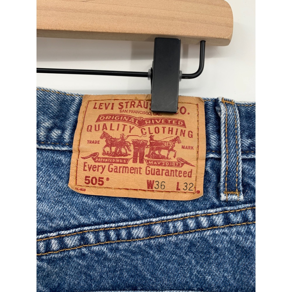 Vintage Levis 505 Jeans Mens 36x32 Blue Fade 90s Straight Leg Denim Pants